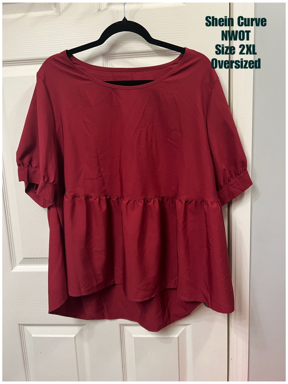 SHEIN Red Oversized Peplum Tunic